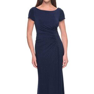 NWT La Femme 31773SC Jersey Evening Dress Blue size 20
